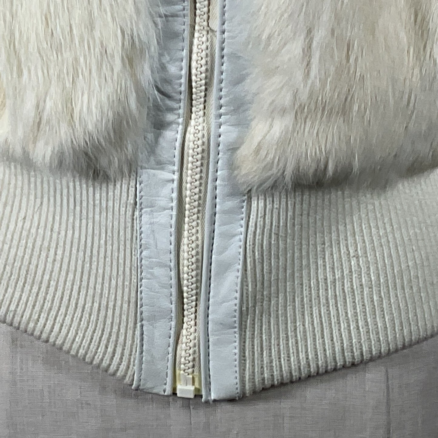 VTG. FINEST MONGOLIAN White Rabbit Fur Bomber Jacket- SZ L