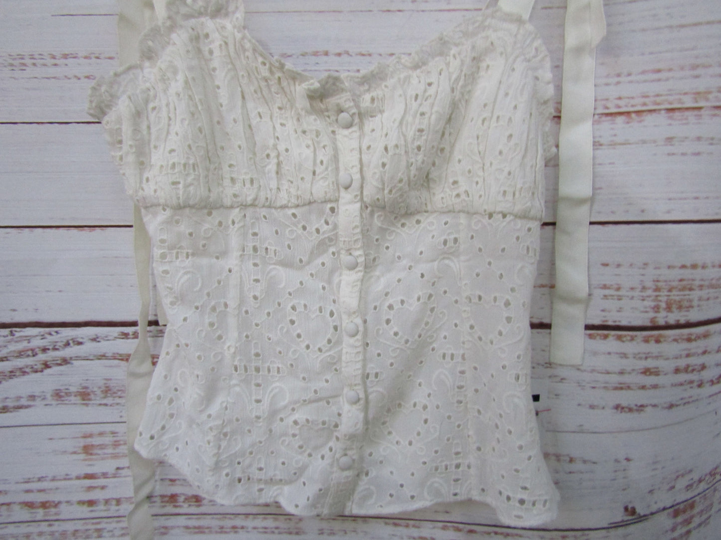 LPA Ella Women's Coconut Milk White Eyelet Embroidered Tank Blouse Size XS