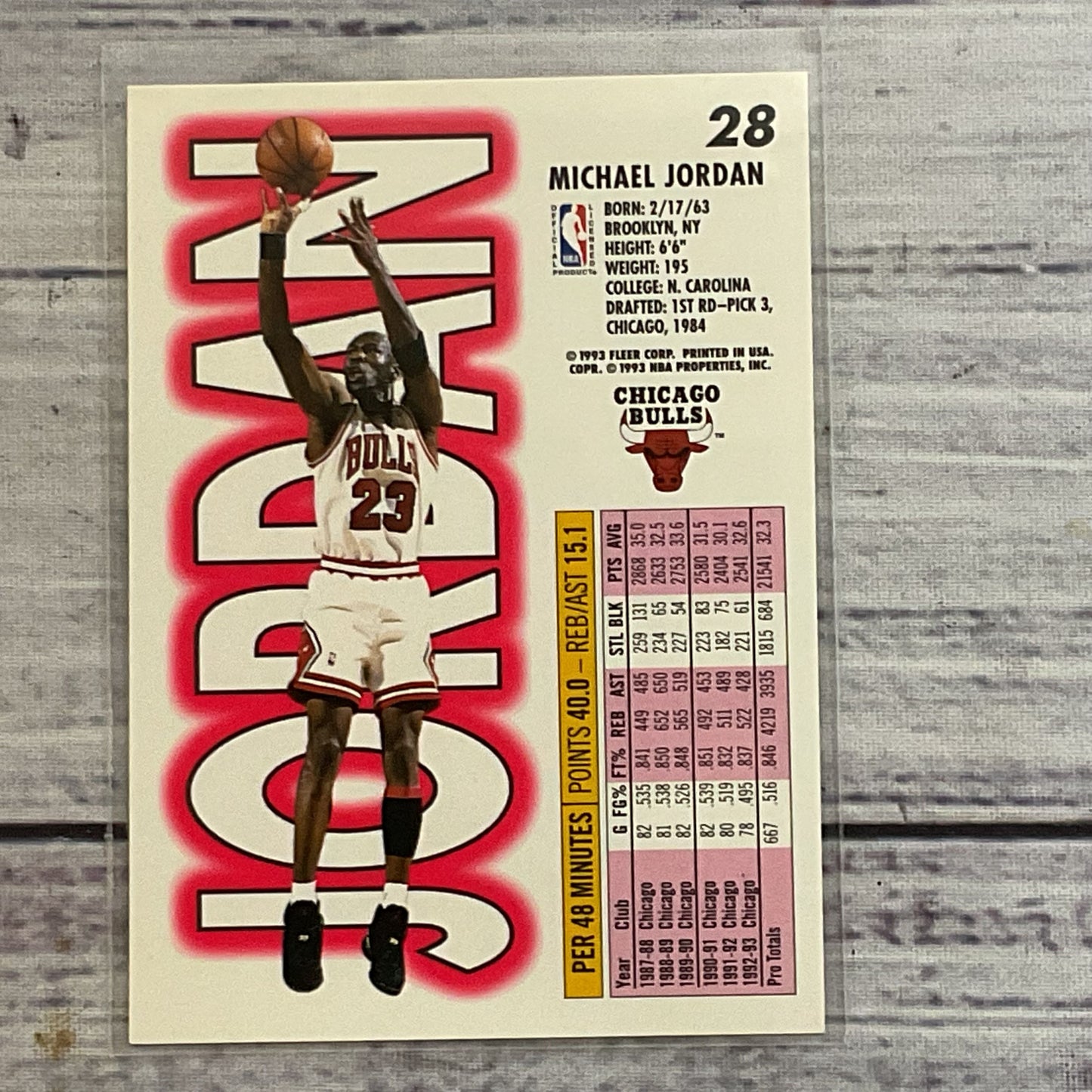 1993 Fleer MICHAEL JORDAN Basketball #28 Card