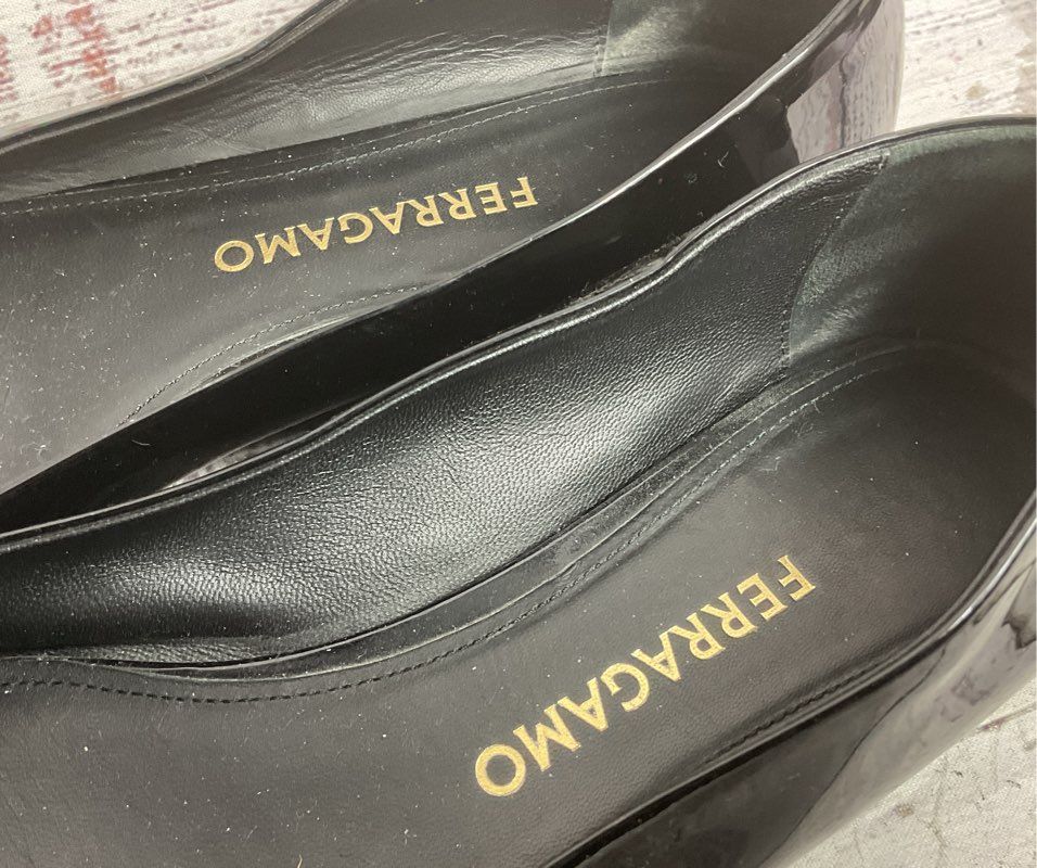 Ferragamo Vara Bow Ballerina Shoes Black 10.5