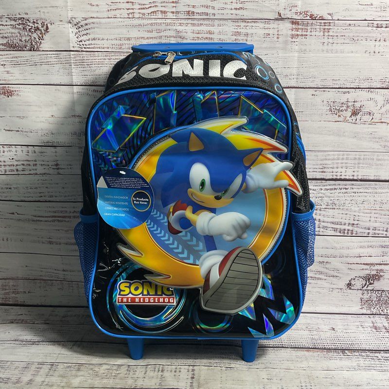 NWT Ruz Sonic the Hedgehog Coin Jump Rolling Carry-On Backpacks