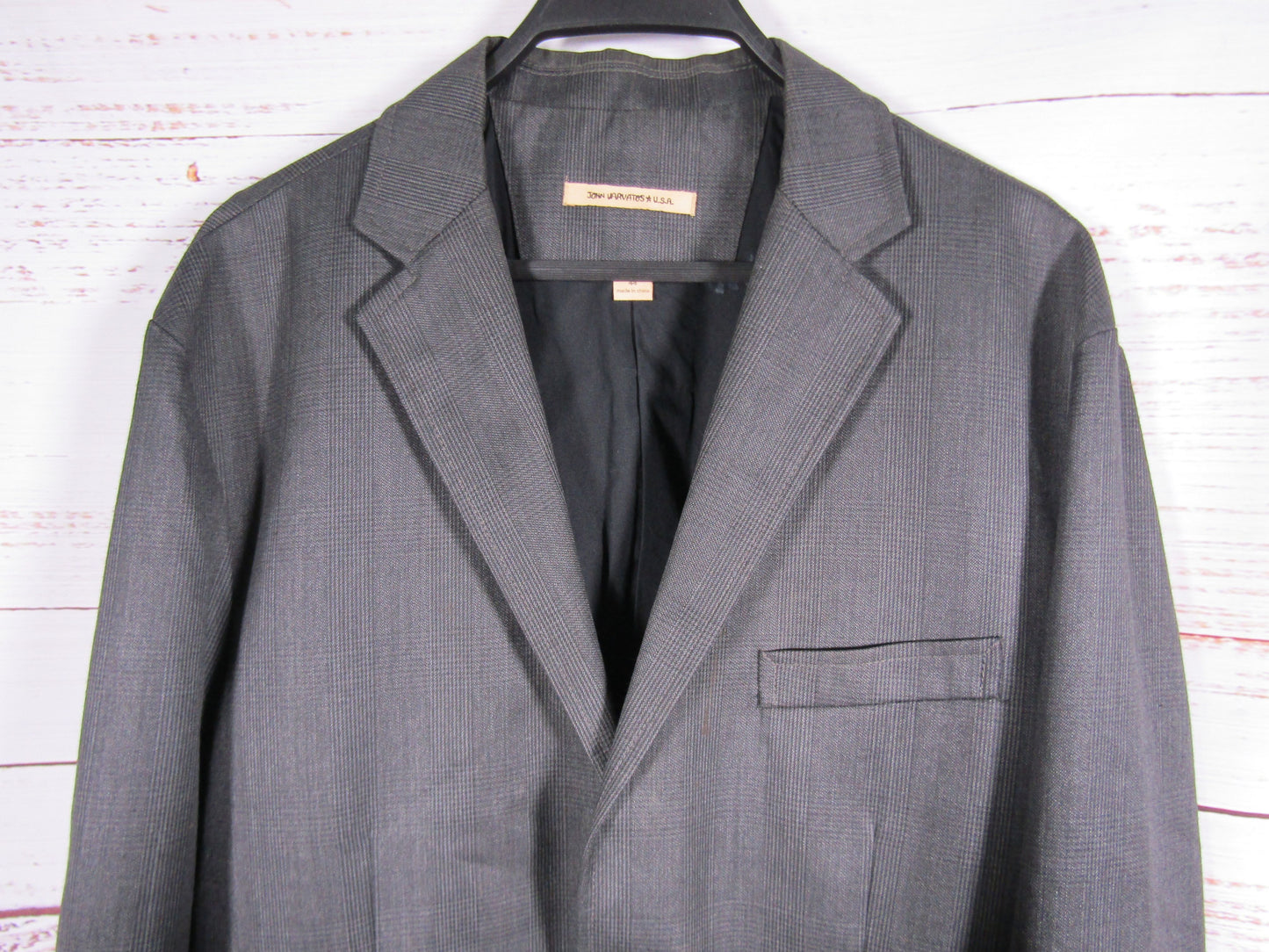 John Varvatos Men's Gray Plaid Wool Blend Blazer Size 44