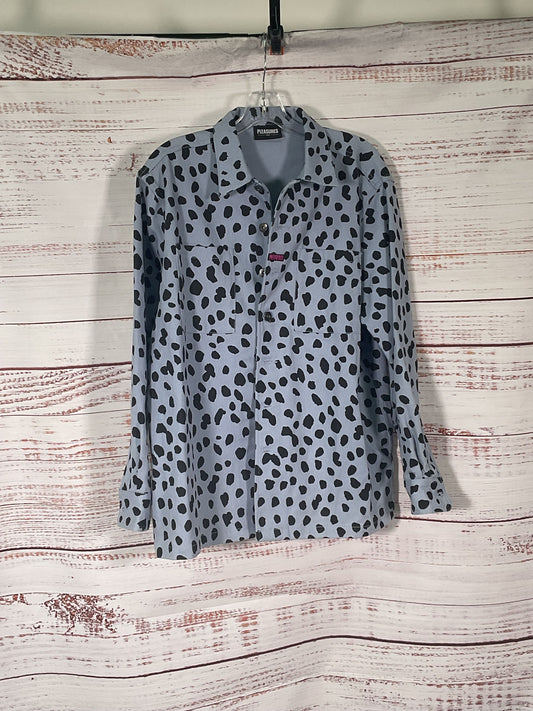Pleasures Now Blue Black Spotted Denim Jacket - Size Large