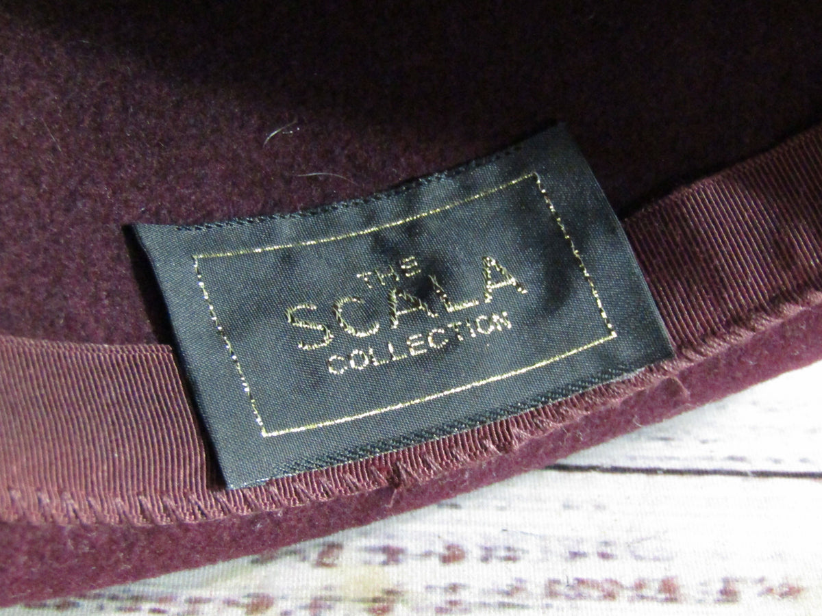 Scala Women's Marron Wool Bowler Hat Size S