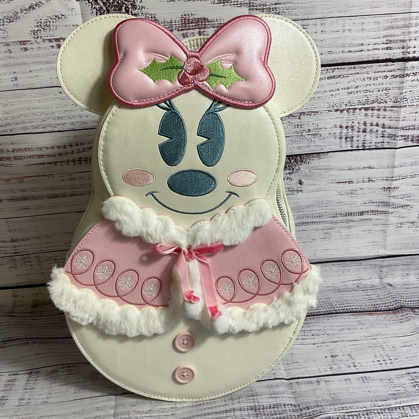 NWT LOUNGEFLY Disney Minnie Mouse Pastel Snowman Mini Backpack