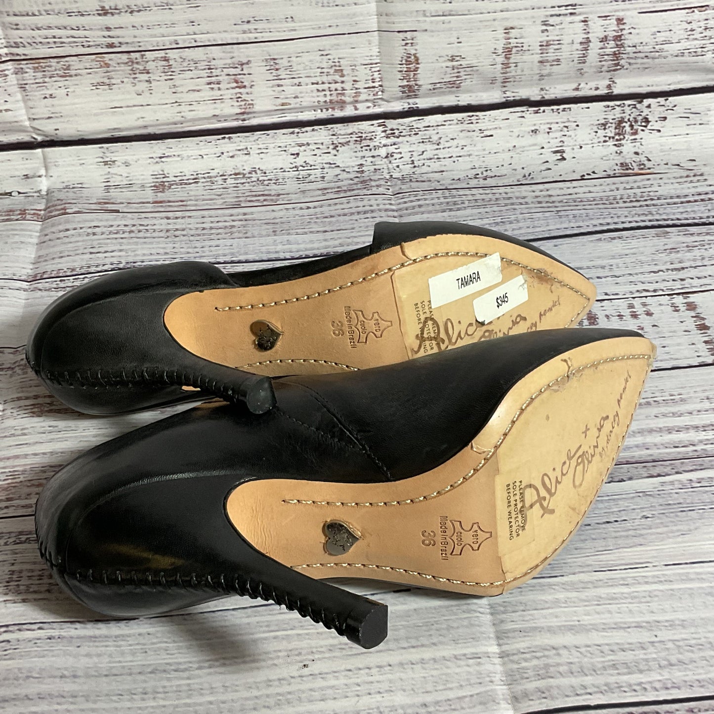ALICE X OLIVIA by STACEY BENDEL Black Side Peep Pump Heels- SZ 36