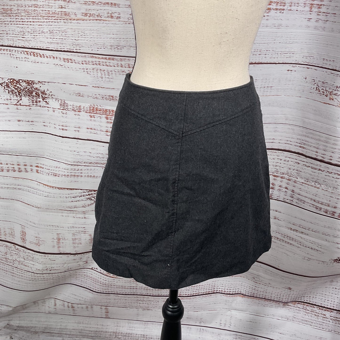 Sisley Dark Grey Wool Blend Asymmetrical Button Up Skirt - Size 44 US8