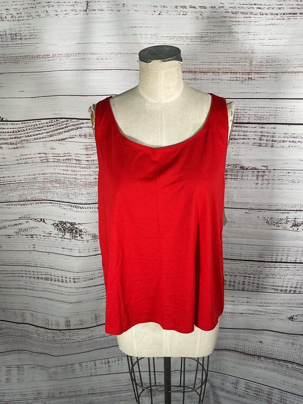 NWT Women's J Jill Easy A-Line Tank Top Perfect Red Pima Blend Size XLP
