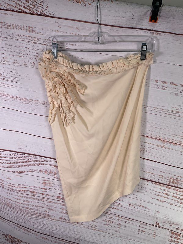 Robert Rodriguez Women's One Shoulder Ruffled Cream Top Size 0 Silk Blend