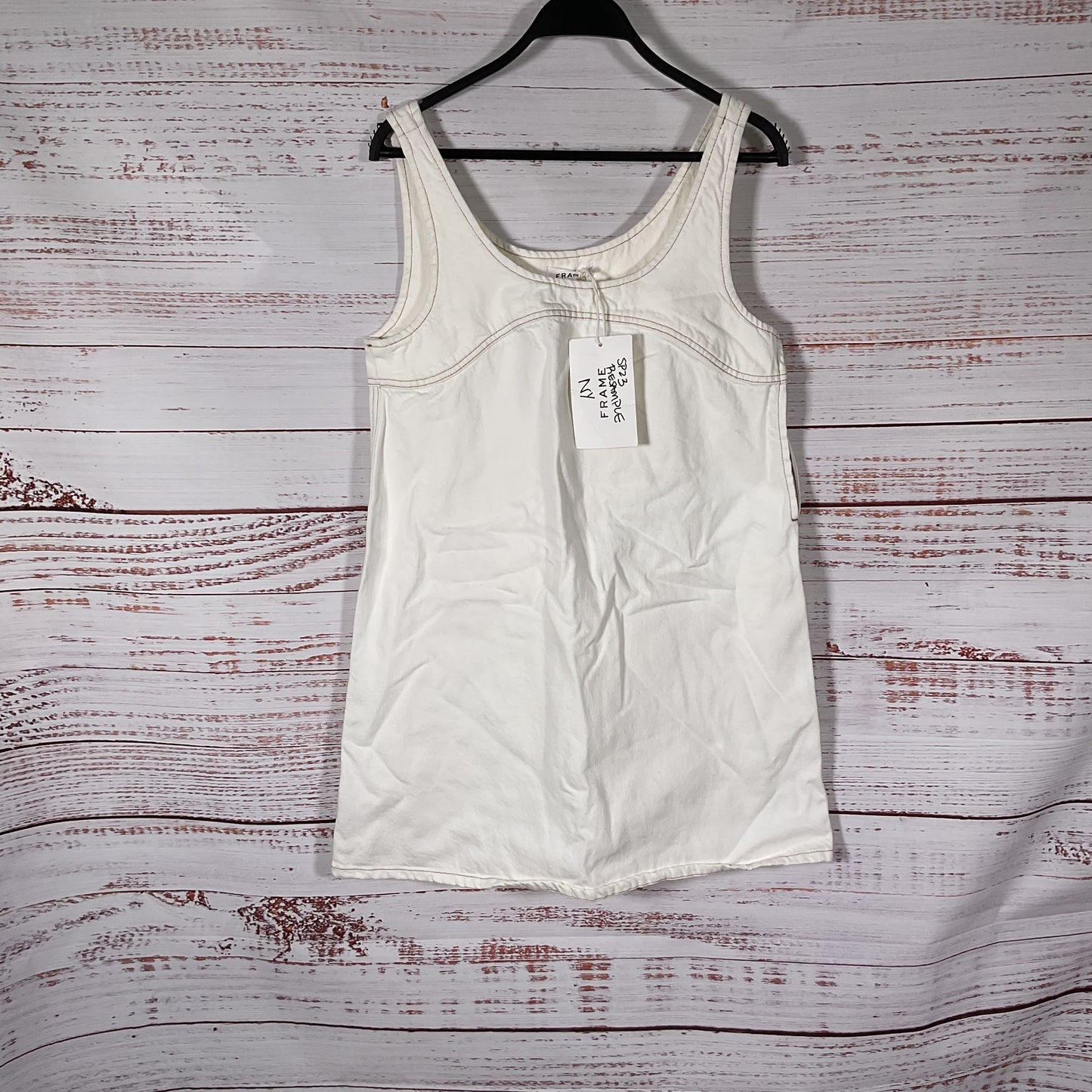 Frame Cotton White Denim Mini Micro Flare Dress - Size S