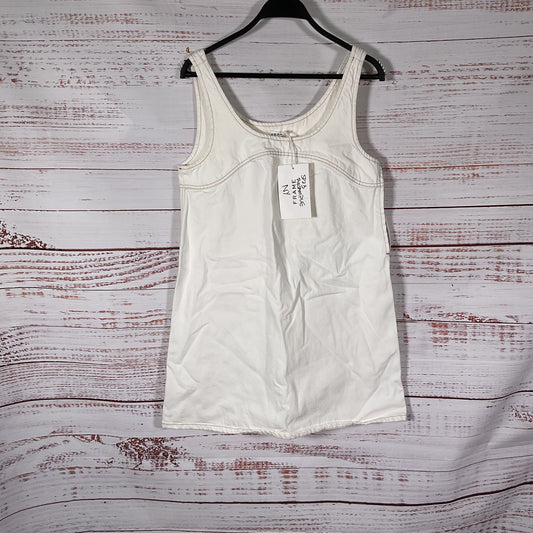 Frame Cotton White Denim Mini Micro Flare Dress - Size S