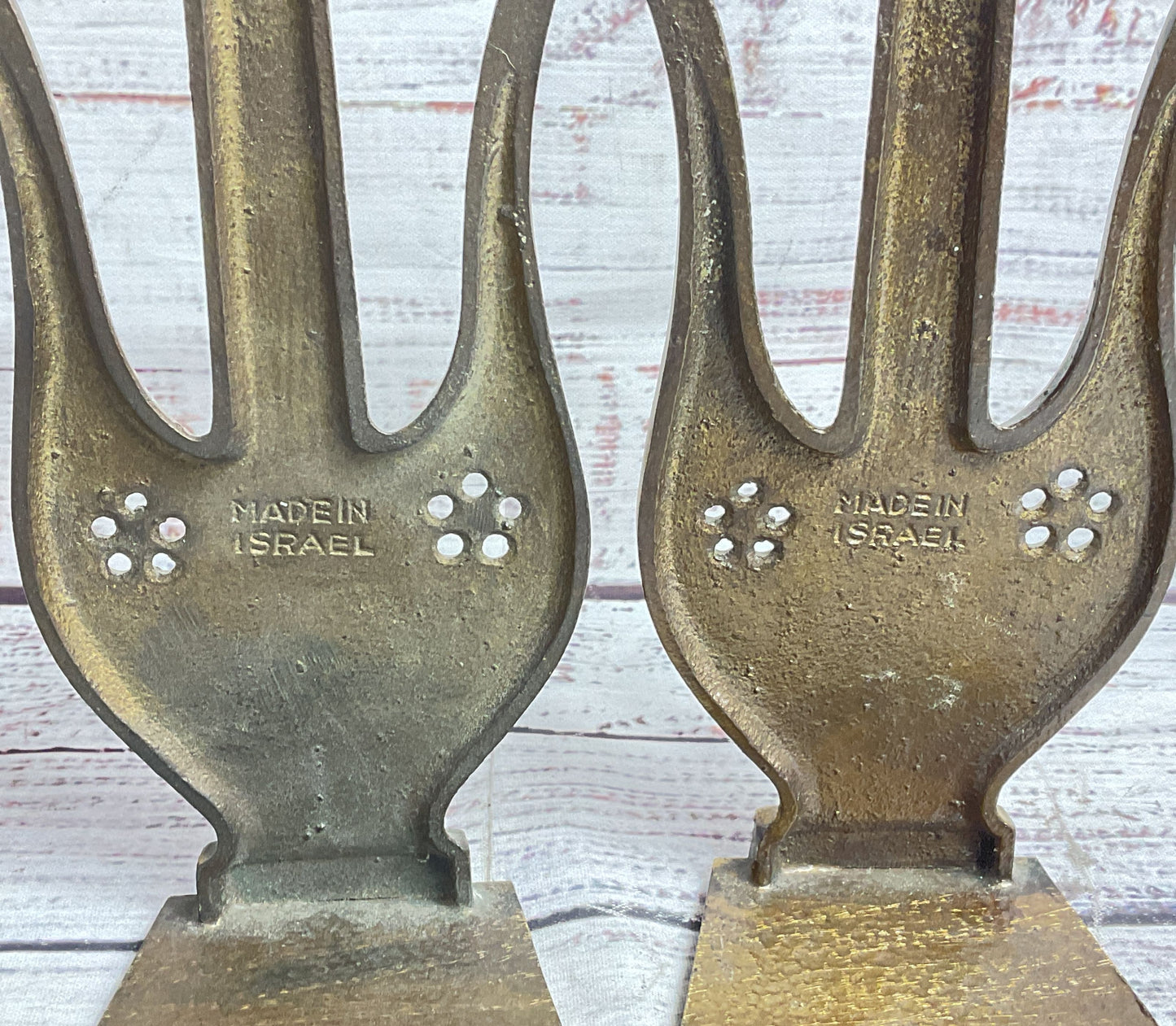 Vintage MCM Brass Harp Isreali Bookends Brass