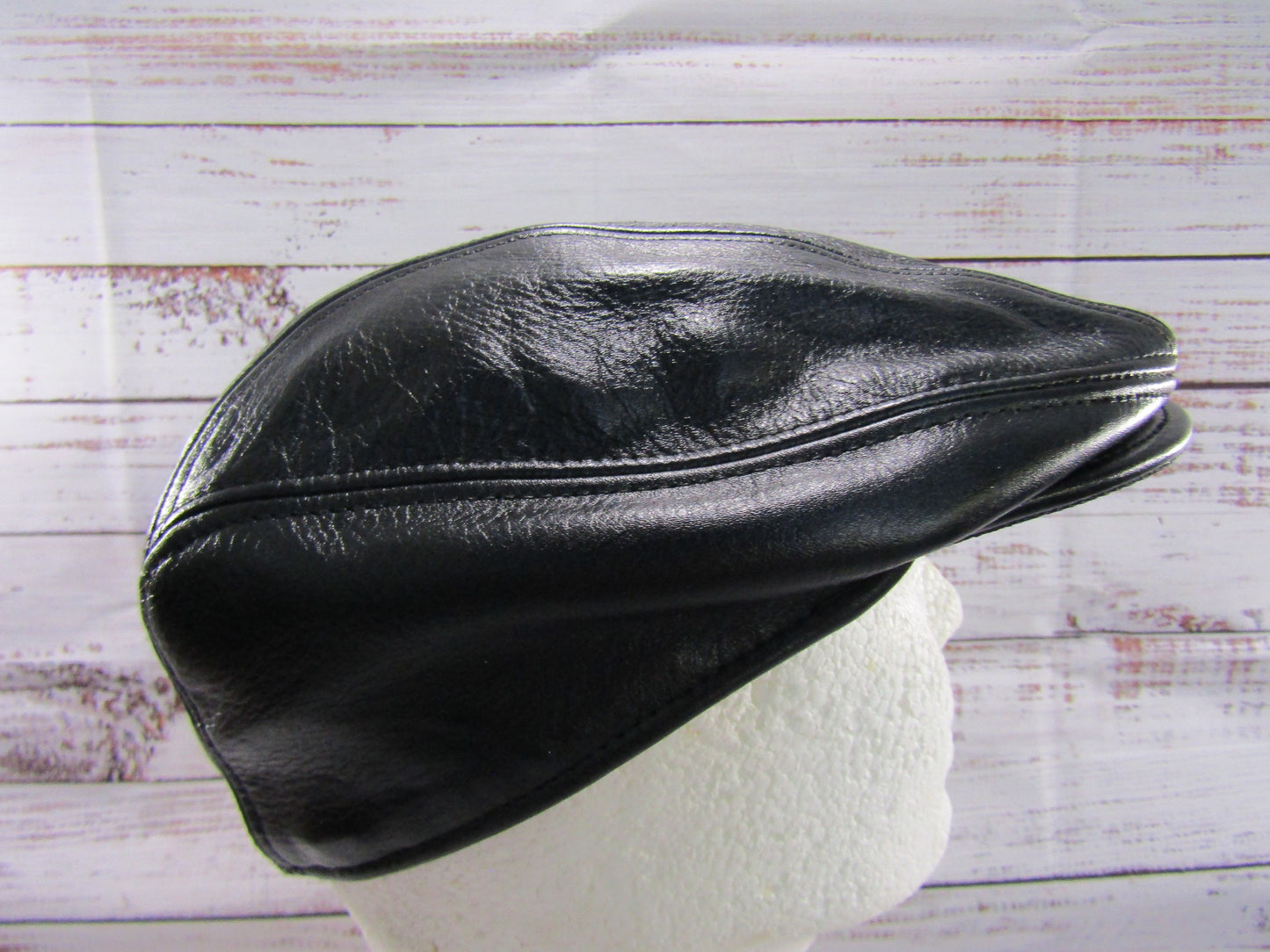 Goorin Bros Chandler Fields Men's Black Leather Newsboy Cabbie Flat Cap