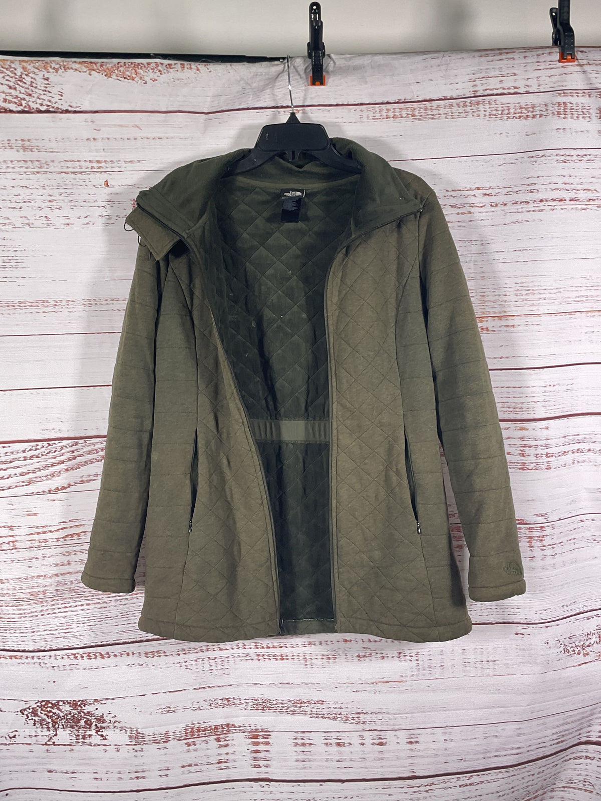 North Face Green Fleece Lined Quilted Jacket - Size M