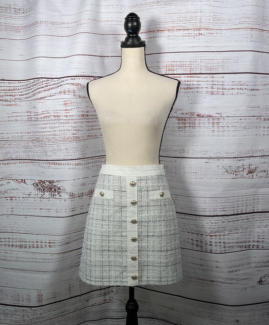 NWT Guess White and Denim Natalie Tweed Skirt - Size Small