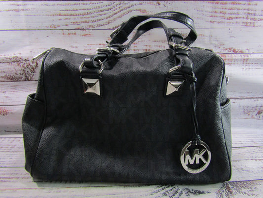 Michael Kors Grayson Women's Black PVC Signature Monogram Satchel Bag