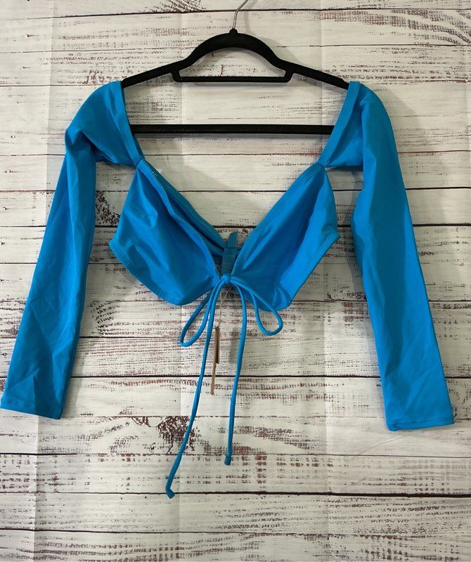 NWT Skims Turquoise LS Bikini Top Size M