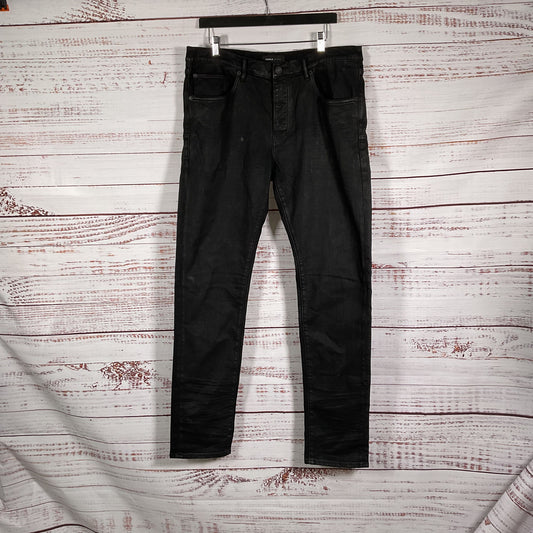 Purple Brand Slim Fit Low Rise Black Raw P001 Pants - Size 36x33
