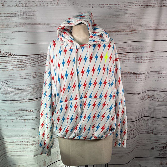 AVIATOR NATION Men's/ Unisex White Bolt Logo Embroidered Bolt Hoodie- SZ M