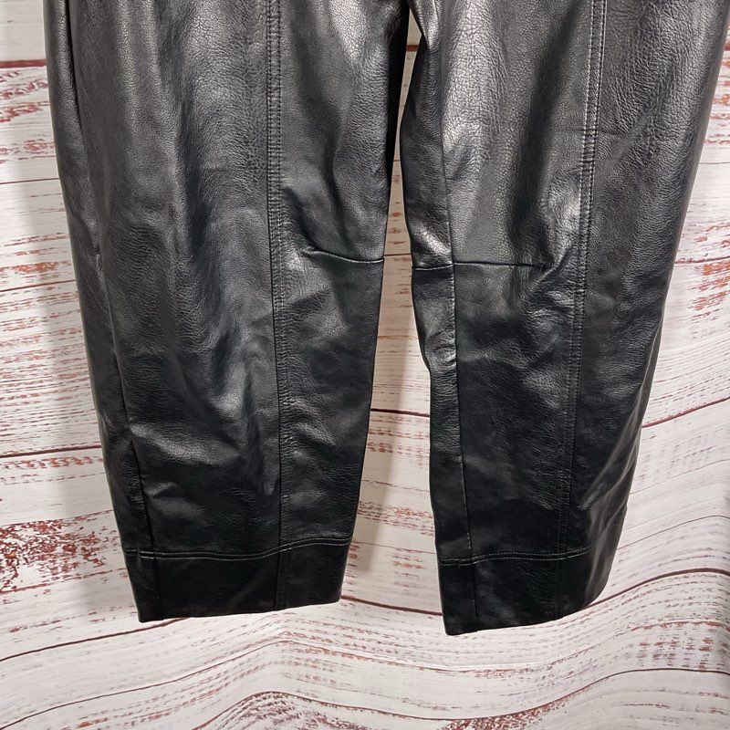 Maeve by Anthropologie Black Paneled Leather Wide Leg Pants - Size 4