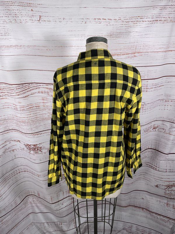 BACK Black & Yellow Plaid Button Up Long Sleeve Shirt Size 40 EUR Made in Turkey