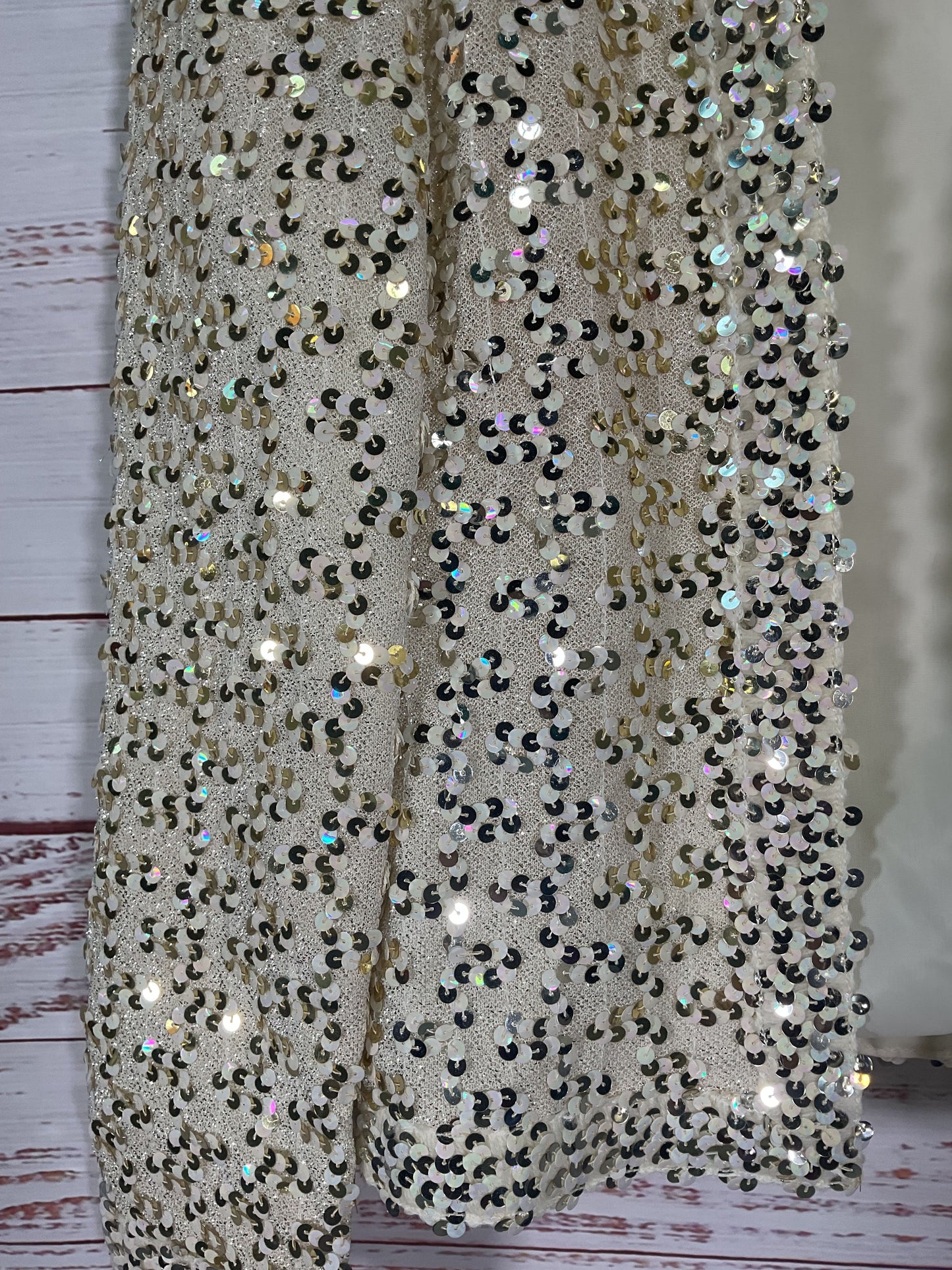 Lilli Diamond California Creme Open Front Sequin Jacket - Size 8