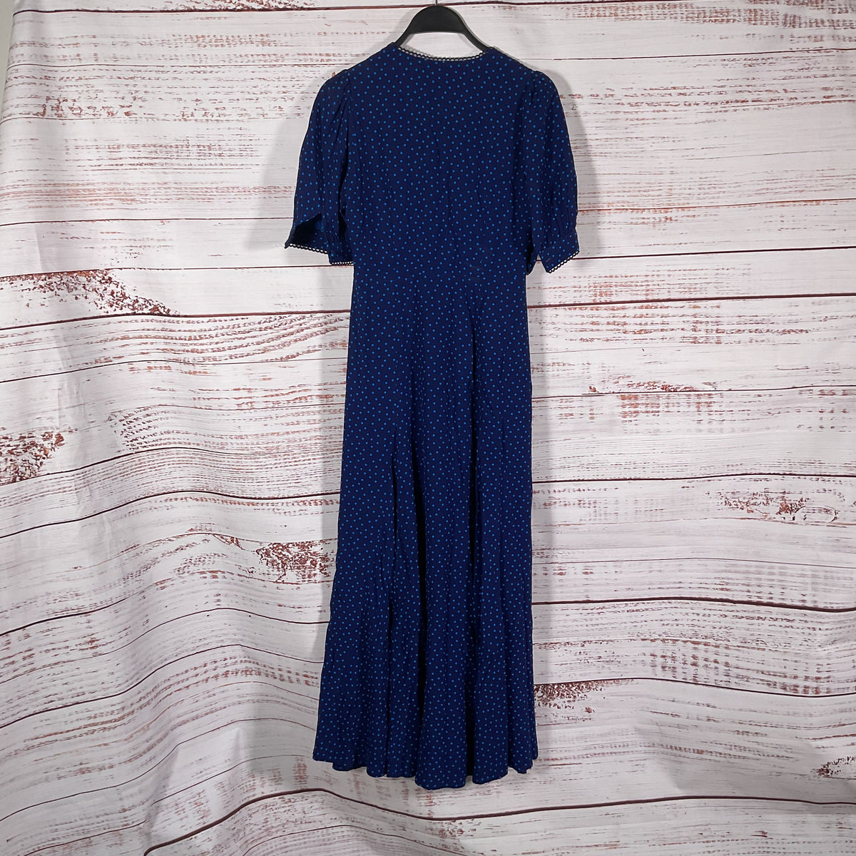 Boden Navy Blue Light Blue Polka Dot Short Sleeve Dress - Size 2R