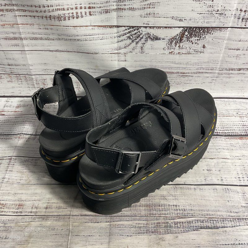 Dr. Martens Voss II Quad Black Leather Platform Gladiator Sandal Women's Size 9