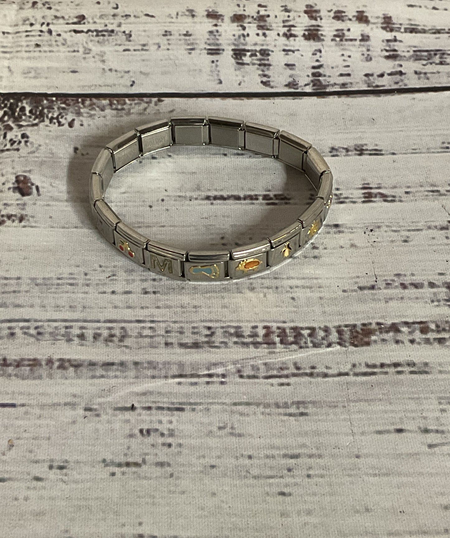 Uberry Stainless Steel Stretch Bracelet Enameled Charms