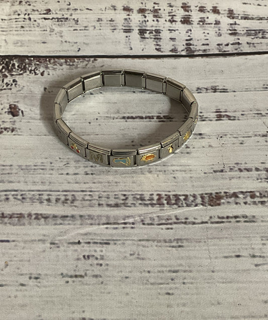 Uberry Stainless Steel Stretch Bracelet Enameled Charms
