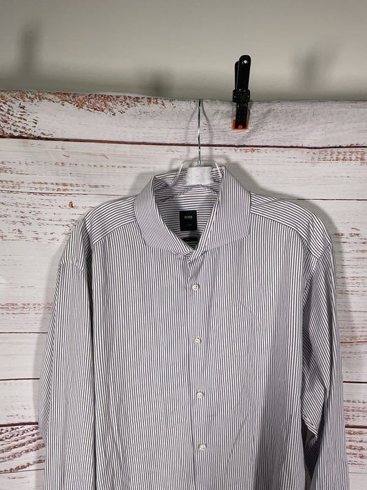 Hugo Boss Men's Slim Fit Striped Dress Button Shirt Size 18 US / 46