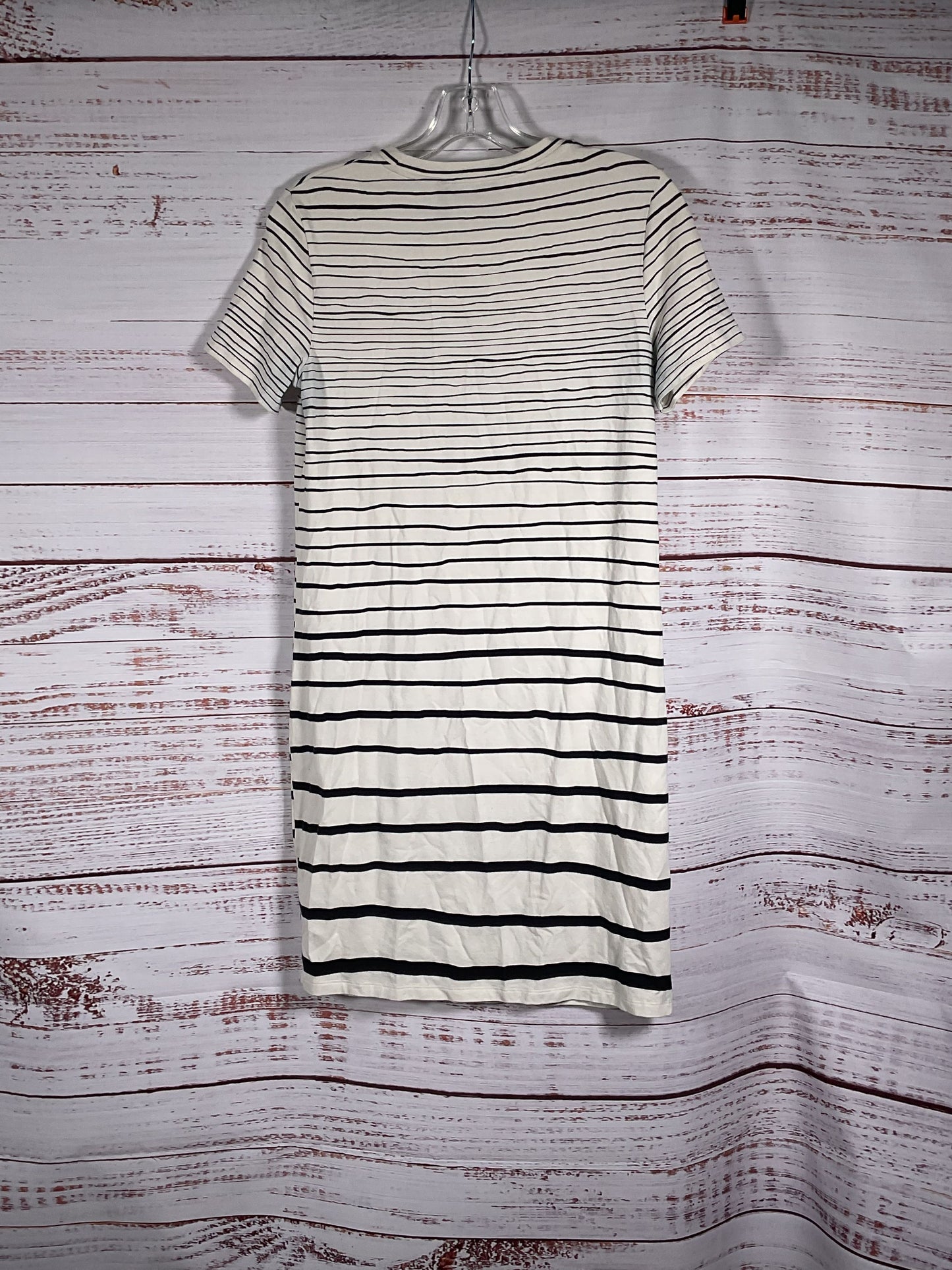 Theory White Black Striped T-Shirt Dress With Pocket - Size S