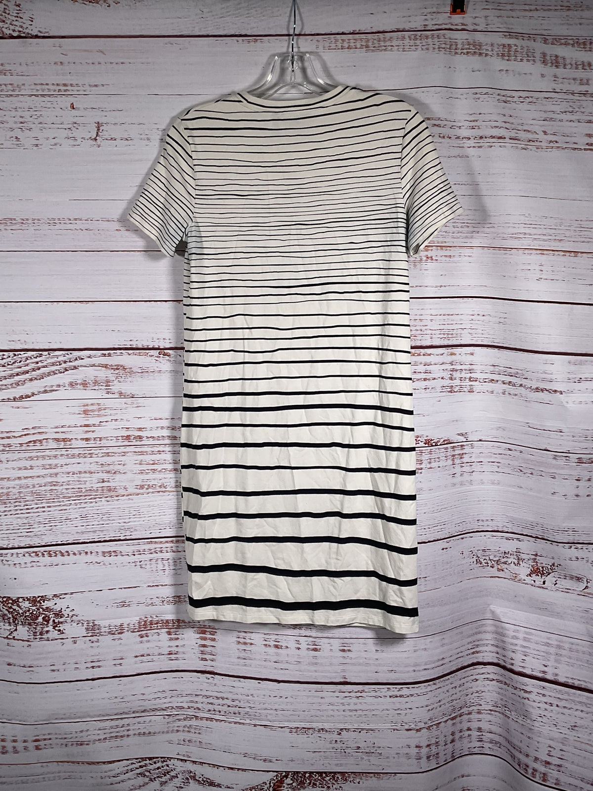 Theory White Black Striped T-Shirt Dress With Pocket - Size S