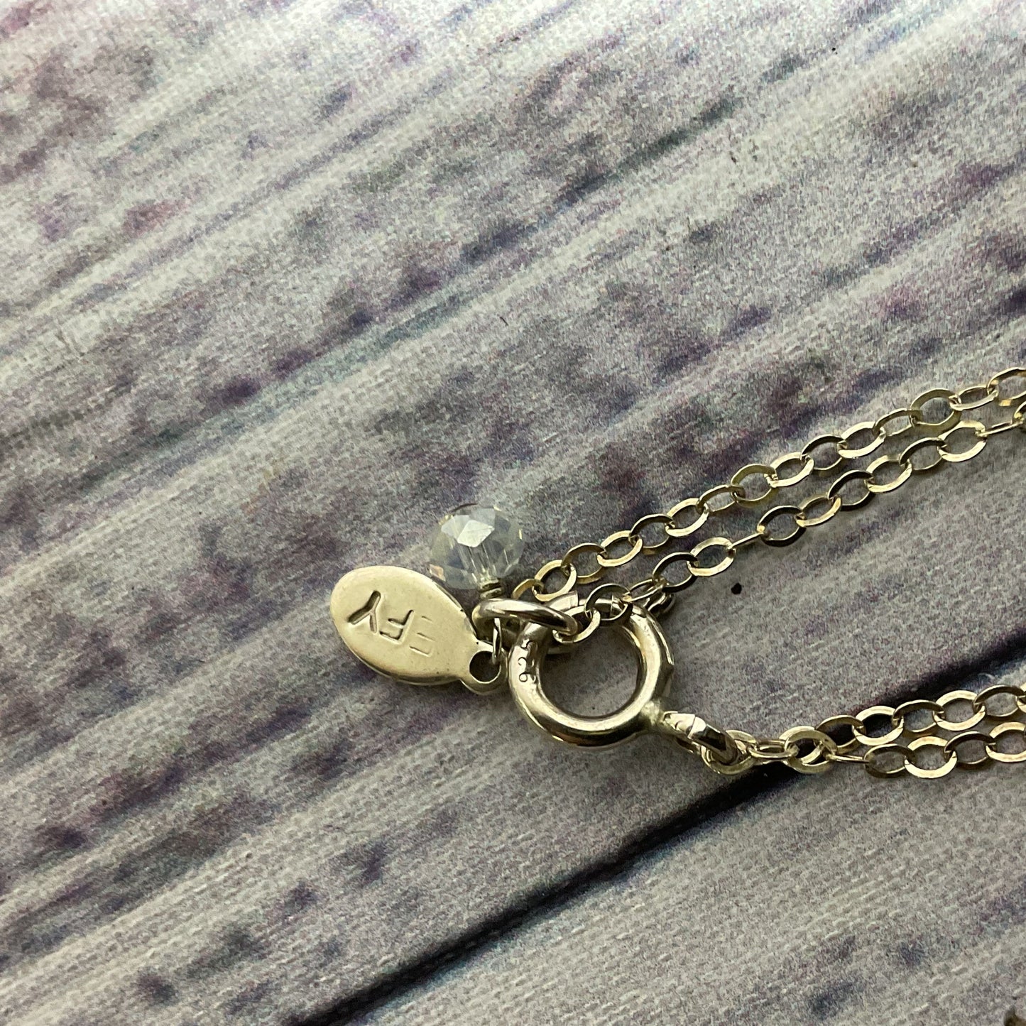 EFY Sterling Silver Faux Pearl and Rhinestone Double Chain 7" Bracelet- 2.26g