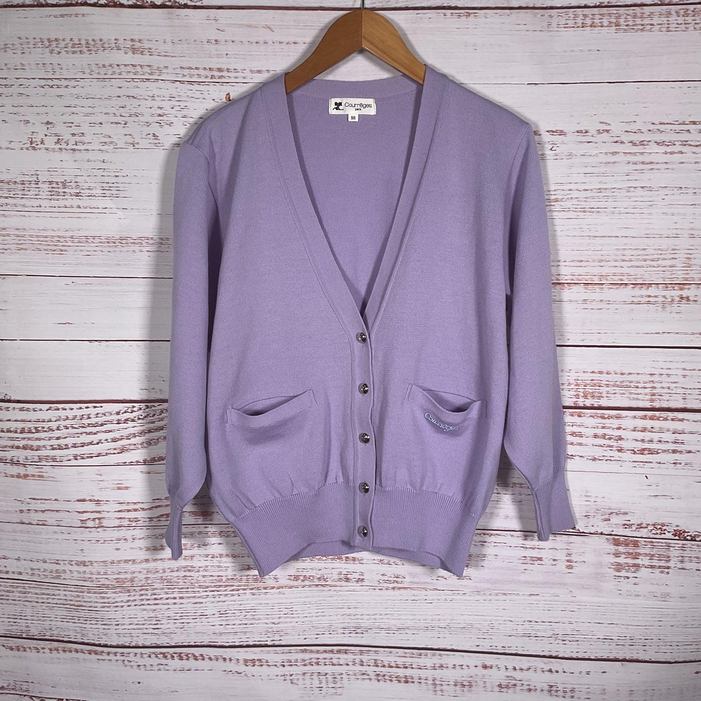 Courreges Lavender Button Up Cardigan Wool Sweater - Size 9R