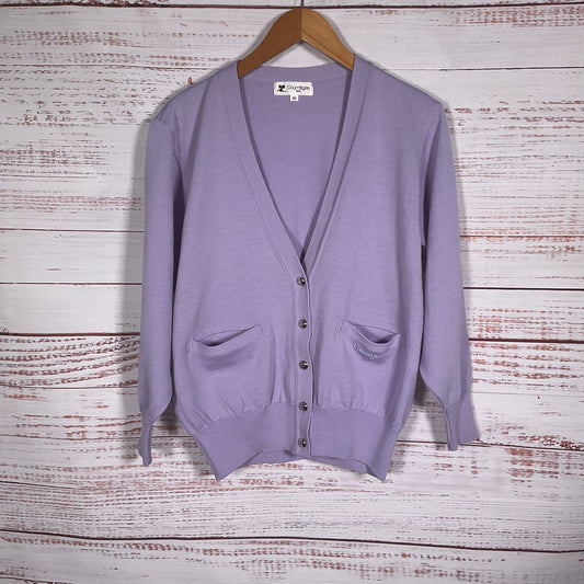 Courreges Lavender Button Up Cardigan Wool Sweater - Size 9R
