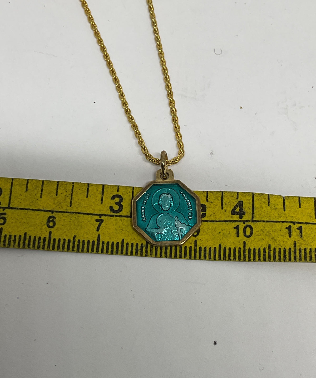 Italy Gold Tone Sterling Silver Enameled Pendant Chain Necklace
