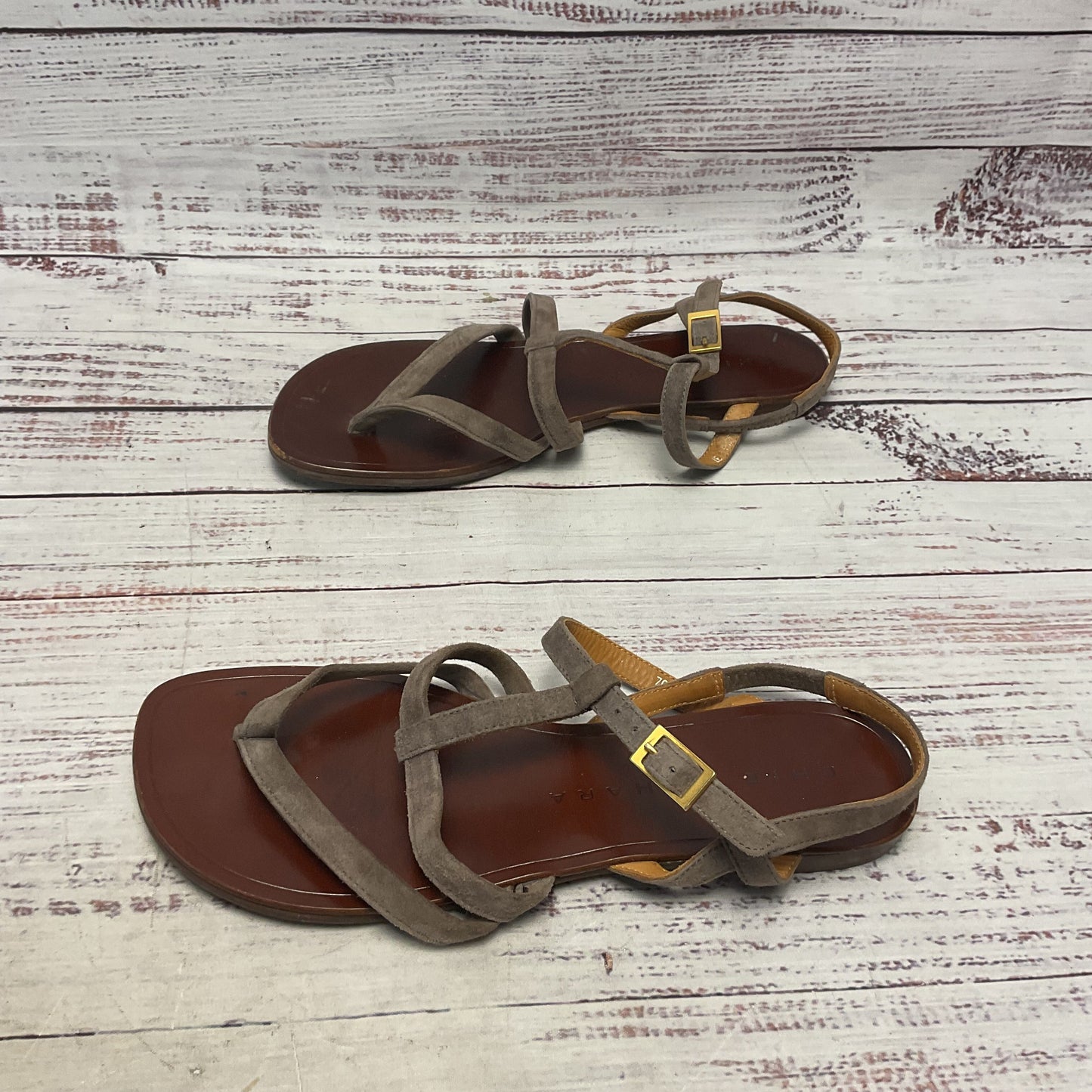 Chie Mihara Brown Taupe Suede Flats Strappy Sandal Women Size 7