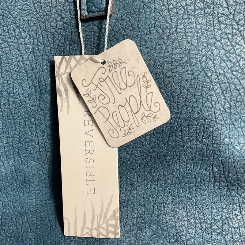 NWT Free People Blue/Green Vegan Leather Reversible ToteBag Purse
