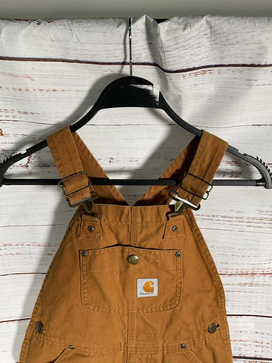 Carhartt Bib Overalls Size 7 Brown Duck Canvas Double Knee Youth