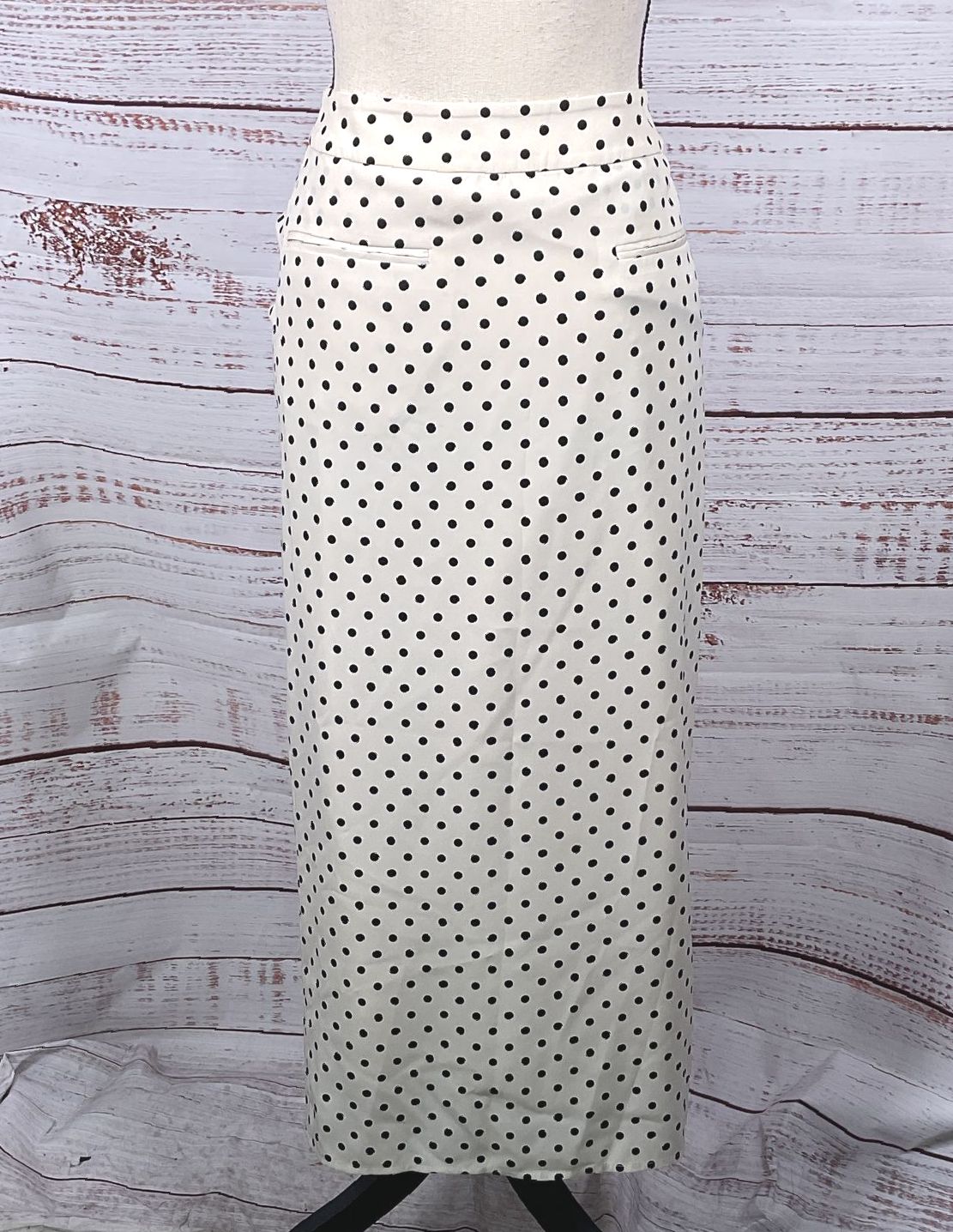 Rejina Pyo Ruched Polka Dot Skirt Cream 6