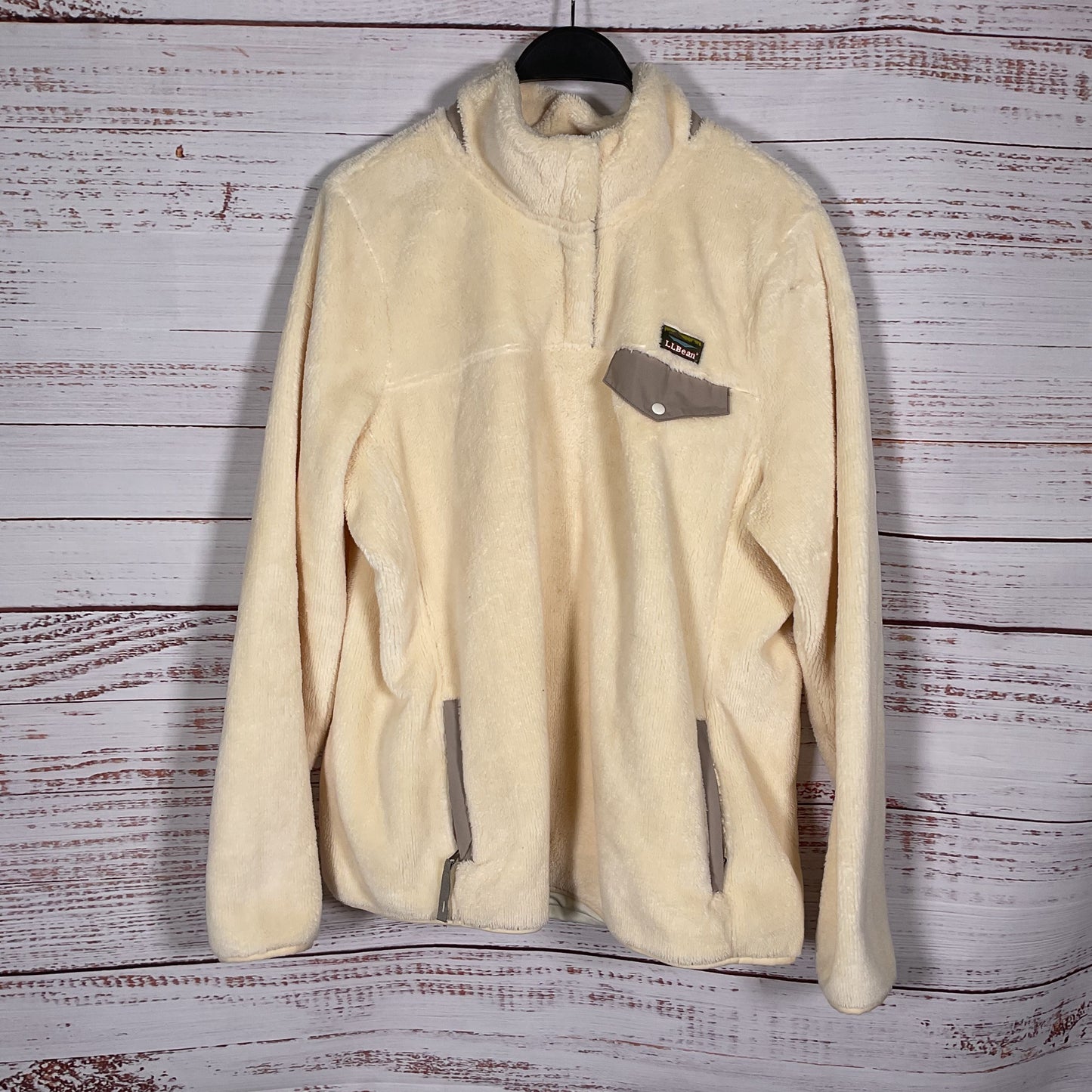 L.L. Bean Hi-Pile Fleece Pullover Offwhite Sweater - Size XL