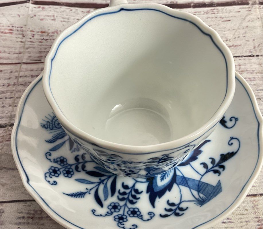 Blue Danube Blue Onion Pattern Porcelain Cup Saucer Creamer Set Blue White