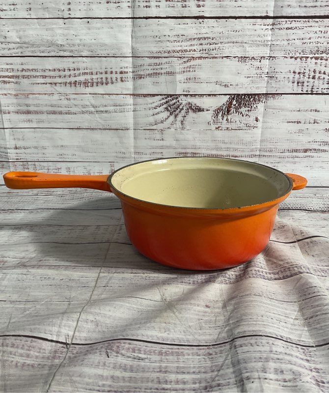 Vintage Le Creuset France #18 Sauce Pan Pot Orange Enamel France-No Lid