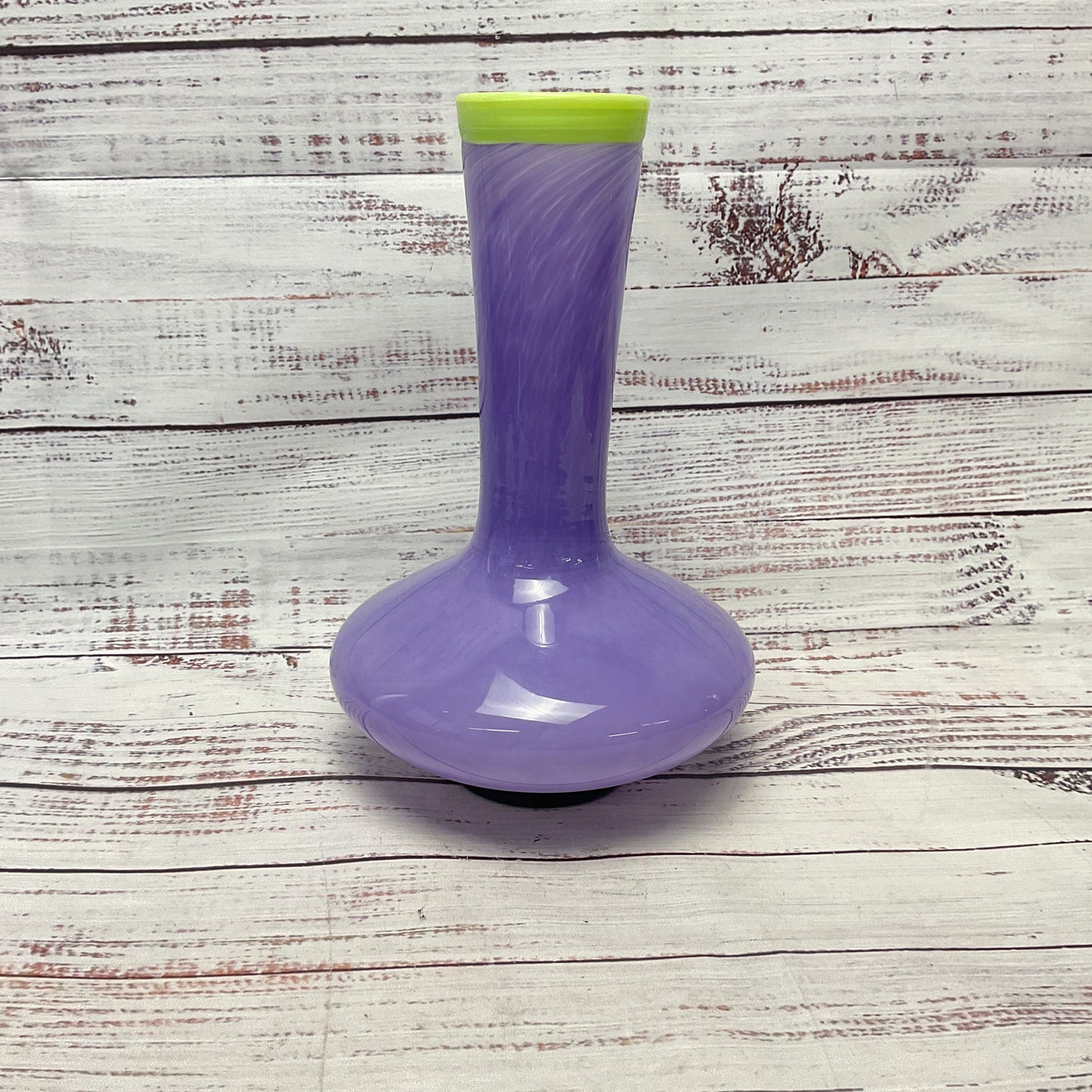 Athei*? Lavender Purple Green Top Black Base Signed Vase 1999 9.5