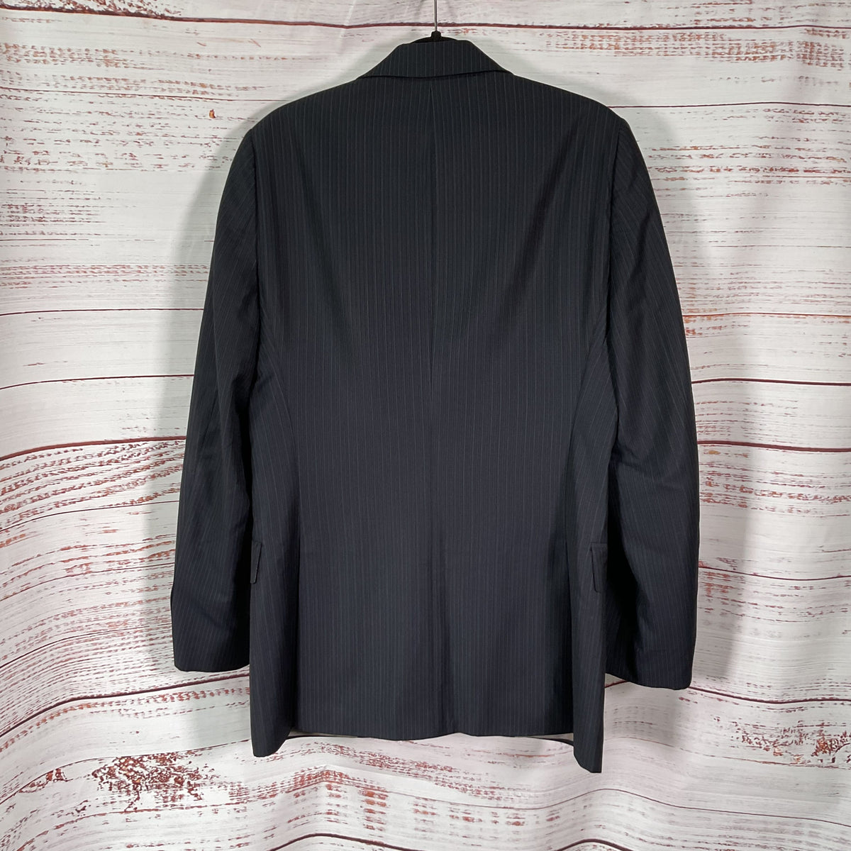 Hugo Boss Super 130 Blue Black Striped 2 Button Jacket - Size 40L