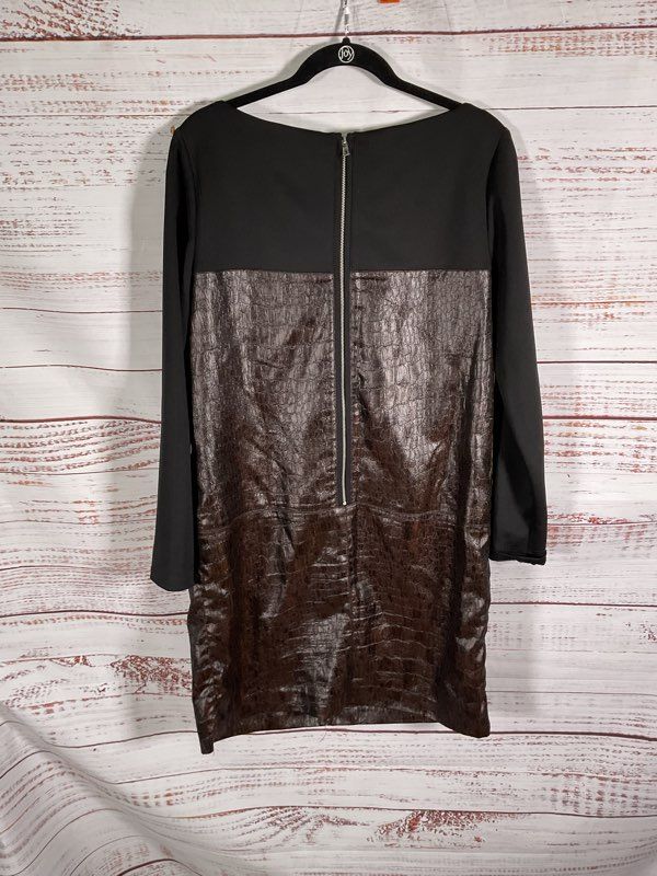Maggy London Faux Leather Snakeskin Shift Dress Size 14 Women's