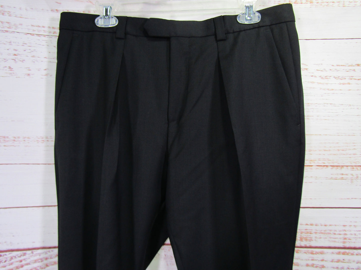 Hugo Boss Men's Black Wool Trouser Dress Pants Size 32 R UNHEMMED
