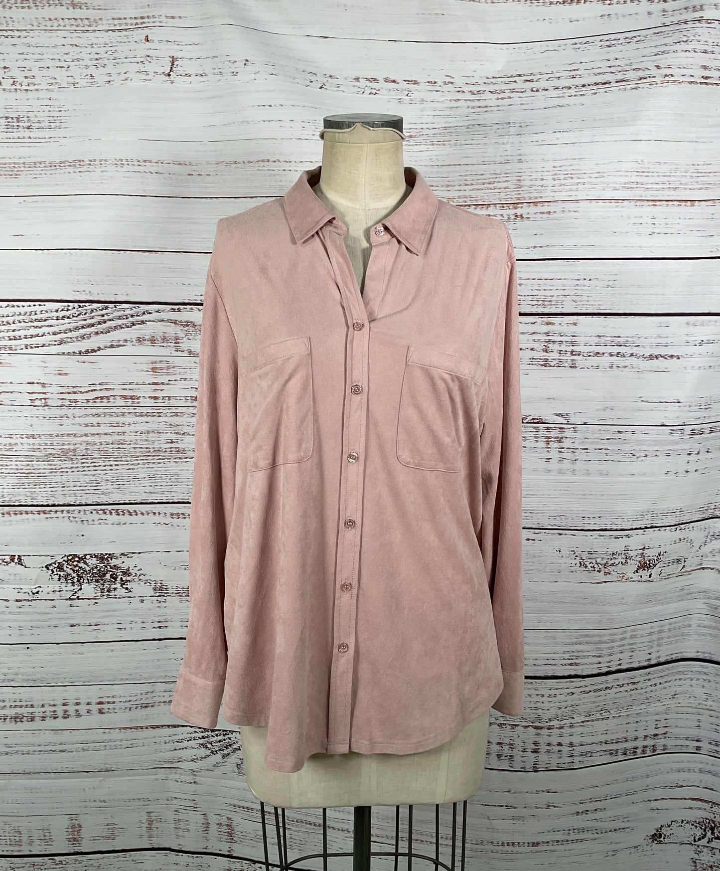 Chico's Blush Pink Button-Up Long Sleeve - Size 3 NWT