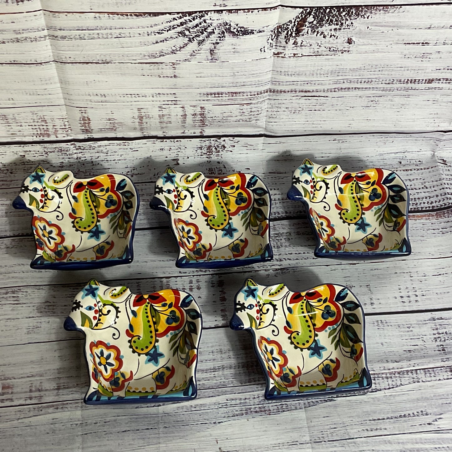 Set of 5 ESPANIA Lifestyle Bocca Cow Sauce/Condiment Dishes- 4" x 4.25"